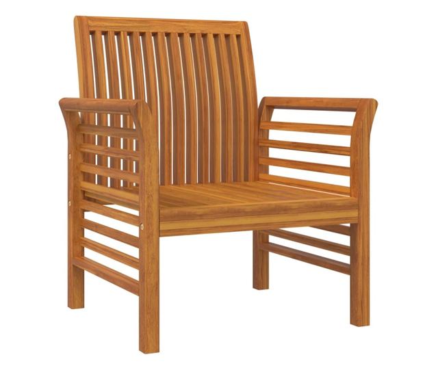 Градински комплект с възглавници, 3 части, масивно акациево дърво