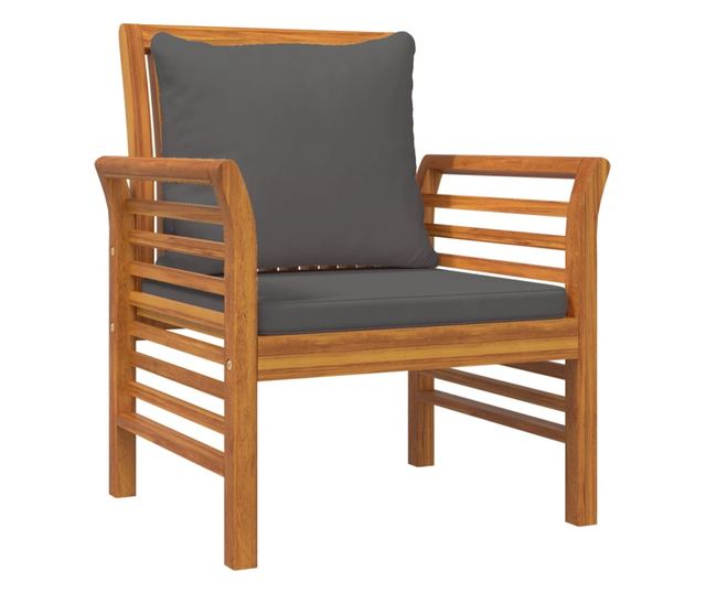 Градински комплект с възглавници, 5 части, масивно акациево дърво