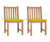Градински столове с възглавници, 2 бр., Масивно дърво тиково дърво
