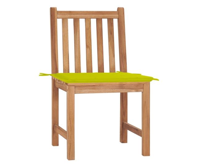 Градински столове с възглавници, 2 бр., Масивно дърво тиково дърво