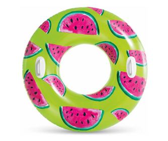 Colac de inot, cu manere, gonflabil, sustinere 80 kg, diametru 107 cm, multicolor