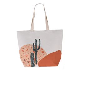 Плажна чанта Excellent Houseware, полиестер, 35x15x38 см, щампа на кактус, многоцветна