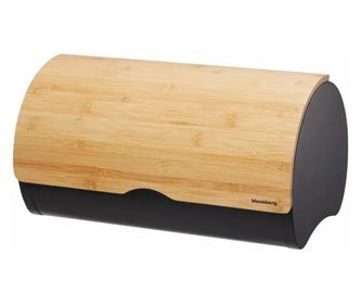 Кутия за хляб Klausberg KB 7712, 38 см, Лека и здрава конструкция, Бамбук, Кафяв/черен