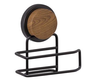 Suport hartie igienica Metalife MGS-708W, 14x8x12 cm, Negru/lemn