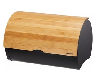Кутия за хляб Klausberg KB 7711, 32 см, Лека и здрава конструкция, Бамбук, Кафяв/черен