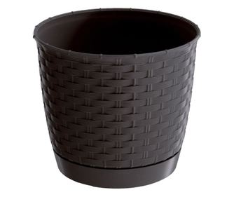 Dekoratív virágcserép, kerek, barna, 25x21,9 cm, Ratolla Round