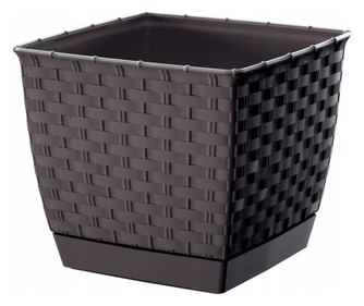 Kwadratowa doniczka Ratolla firmy Prosperplast, 3,8 l, brązowa, 19x19x15,9 cm