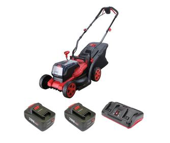 Fűnyíró, elektromos, 2 db 4 Ah-s akkumulátorral, 2x20 V-os Li-Ion töltő, 34 cm, Worcraft