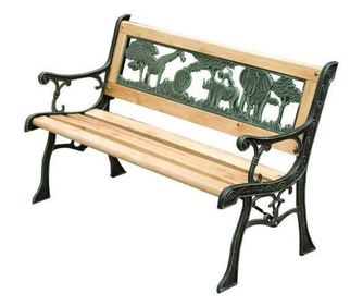 Banca de gradina, pentru copii, lemn, structura metal, 82x39x50 cm, Jumanji