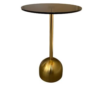 Masuta de cafea/laterala/noptiera, Desi, blat sticla securizata, picior metal, 35x35x50cm