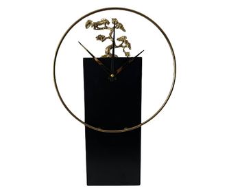 Decoratiune tip ceas Heritage, metalica, negru si auriu, 25x9x37cm