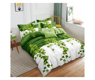 Lenjerie de pat matrimonial cu husa de perna dreptunghiulara, Ervin, bumbac mercerizat, multicolor