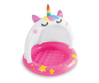 Piscina pentru copii 12-36 luni, gonflabila, acoperita, diametru 1.02 m, multicolor