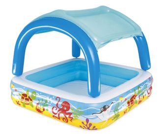 Piscina copii, gonflabila, cu acoperis pentru protectie solara, detasabil, 1.40x1.40x1.14 m