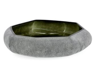 Steklena dekorativna posoda Mirissa zeleno siva 46x11,5 cm
