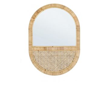 Φυσικός Καθρέφτης Τοίχου Hajar από Rattan 50x2x70 εκ.