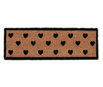 Dywanik wejściowy do domu naturalny czarny Hearts 25x75x1.5 cm