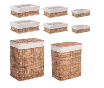 Komplet 8 naravnih košar iz ratana