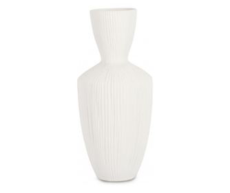 Csíkos fehér kerámia váza 20,5x47 cm
