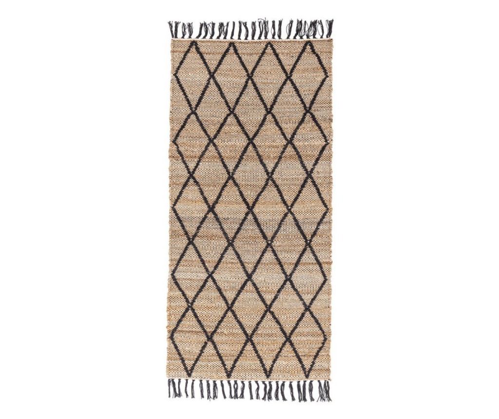 Set of 2 Shaila Natural Black Jute Rugs 70x140 cm