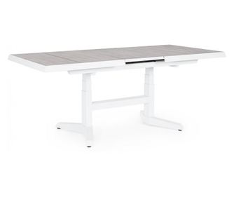 Bővíthető asztal, fehér alumínium, szürke kerámia Bia 143/183x88x53/75 cm