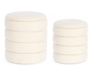 Sada 2 bílých látkových stoliček Katerina 33,5x38,5 cm, 40x44,5 cm