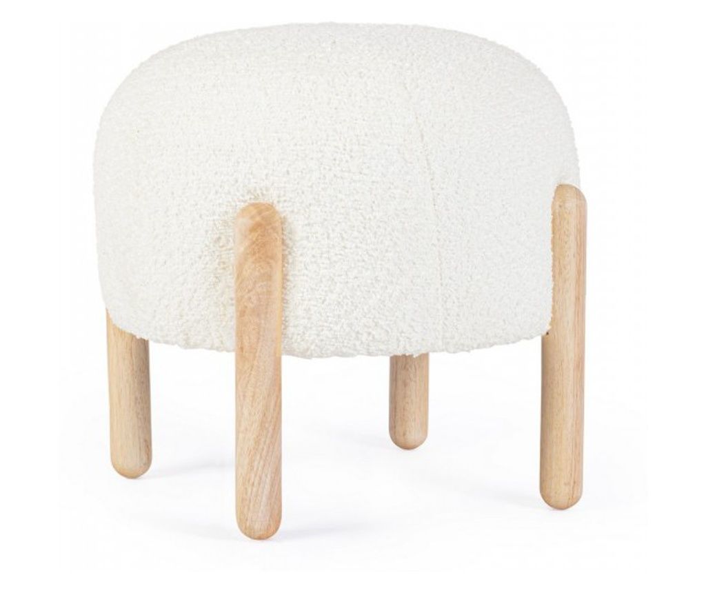 Bijela tabure od tkanine s nogama od prirodnog drva 45x38 cm