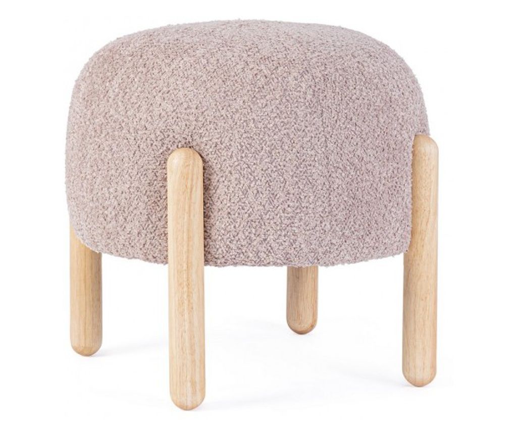 Tekstilni stolček, roza/naravni les, 45x38 cm