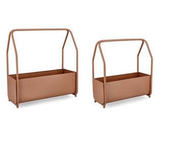 Set od 2 Keyra smeđe metalne žardinjere za cvijeće 41x21x47 cm, 52x22.5x52 cm