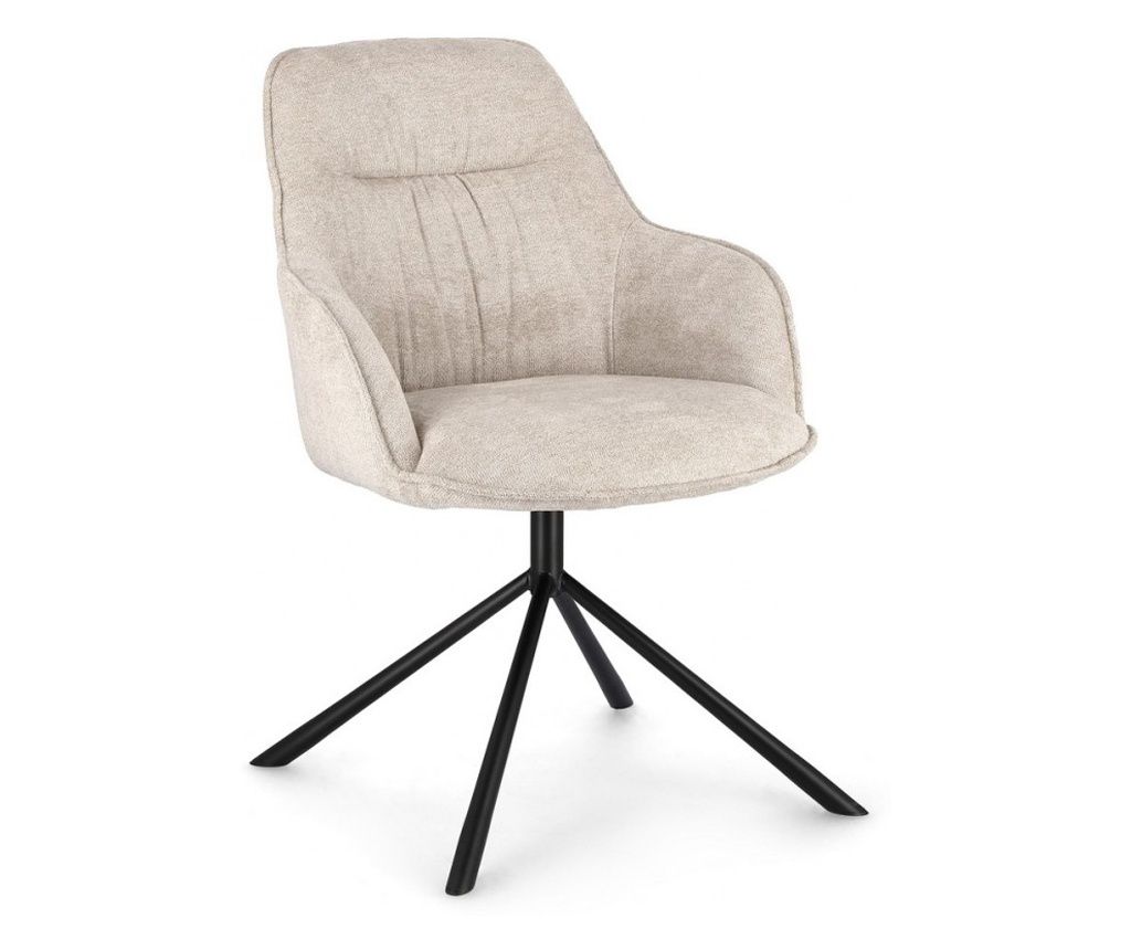 2 db fekete acél és bézs szövet karosszék szett 59x65x86 cm