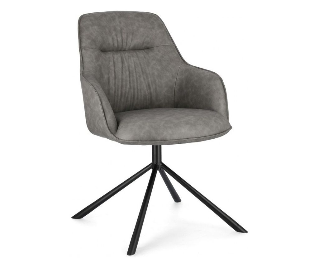 Σετ 2 Μαύρες Πολυθρόνες από Ατσάλι και Γκρι Ύφασμα 59x65x86 εκ.