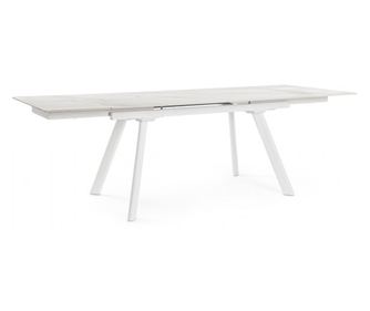 Jarkko Kihúzható Asztal, Acél és Fehér Porcelán, 160/240x90x75 cm