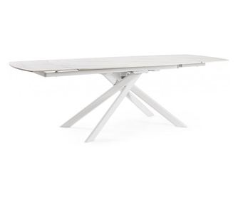 Joakim kihúzható asztal, acél és fehér porcelán, 160/240x90x75 cm