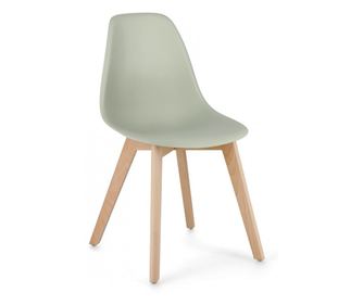 Set 4 scaune lemn natur plastic verde System 51.5x46.5x86 cm