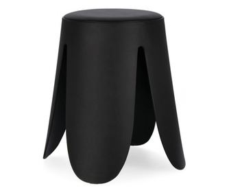 Taburet piele ecologica neagra Imogen 37x47 cm