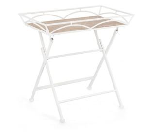 Masa pliabila otel alb mdf natur Guenda 63x40x60 cm