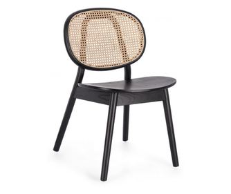 Adolis 49x42x81 cm-es fekete rattan természetes fa szék