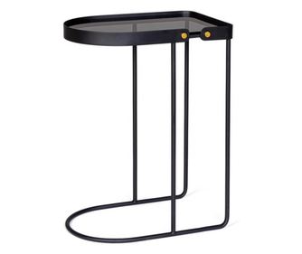 Zestaw 2 stolików bocznych Zeina z czarnego szkła i stali, 47x31x63 cm