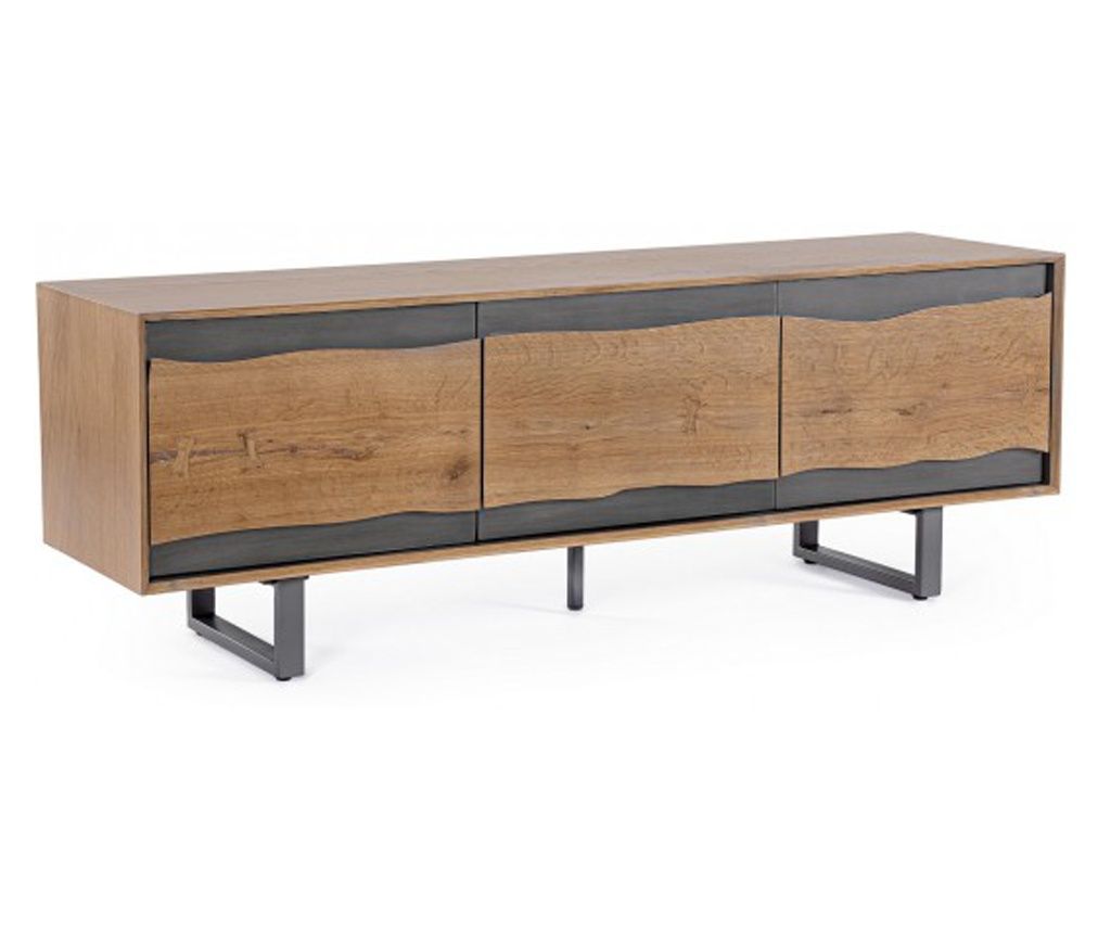 TV omarica Garwood 160x42x55 cm MDF rjava jekleno siva s 3 vrati