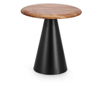 Stolik boczny Azara z czarnej stali i brązowego drewna, 45x46 cm