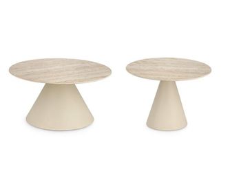 2 darabos Hardy krém színű kerámia és acél asztalkészlet, 50x37 cm, 60x30 cm