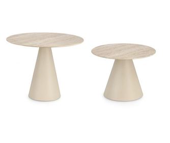 2 darabos Hardy krémszínű kerámia acél asztal szett, 50x32 cm, 60x47 cm