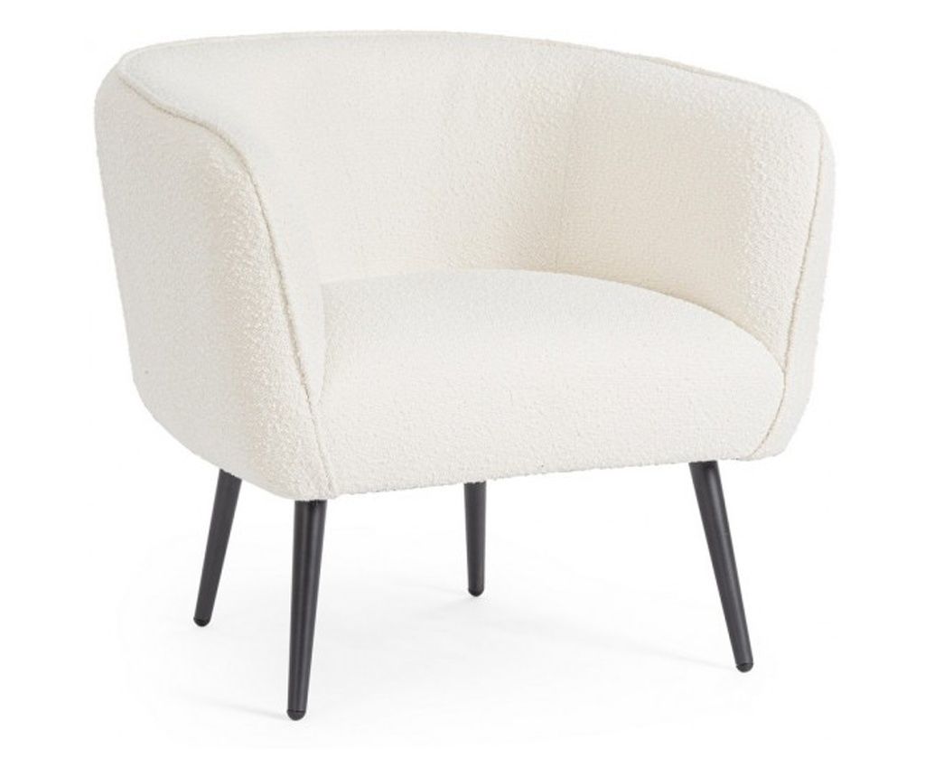 Fotoliu otel negru textil alb Avril 76x70x68 cm