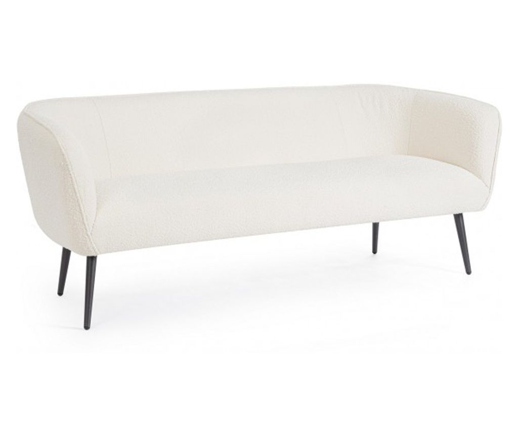 Avril fekete acél és fehér szövet kanapé 175x70x68 cm