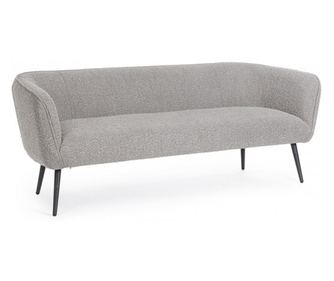 Fekete acél és szürke szövet kanapé Avril 175x70x68 cm