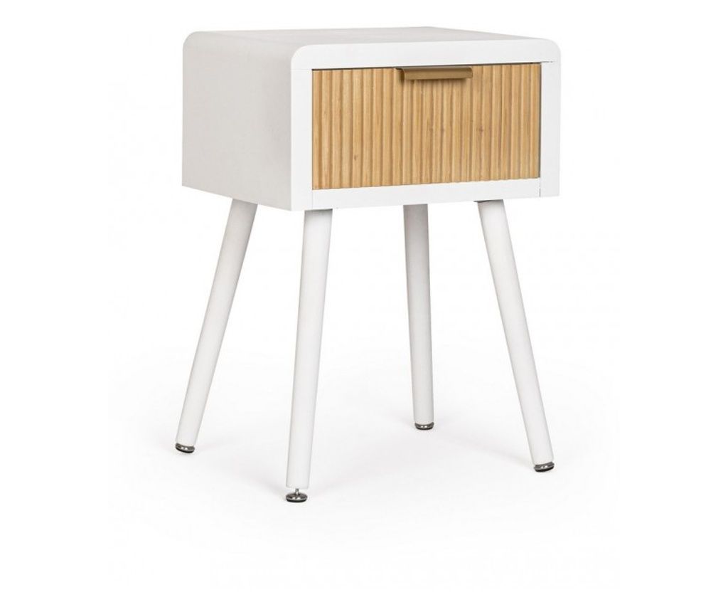 Charley White/Natural Wood Nightstand 40x30x57 cm