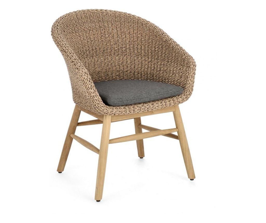 Set of 2 Natural Gray Abaca Chairs 62x57x84 cm