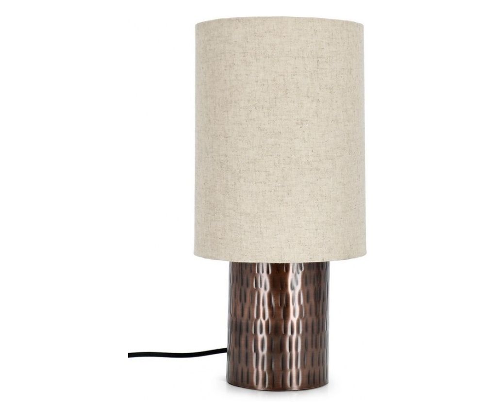 Bihar barna fém krém pamut asztali lámpa 21x41 cm