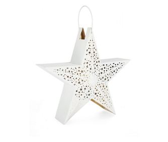 Felinar metal alb Steluta 41x14x39 cm