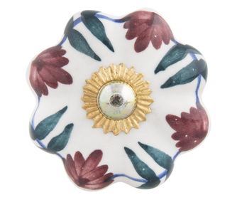 Set od 4 šarene keramičke i zlatne metalne ručke za ladice, 4x3 cm